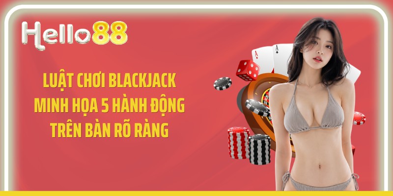 Luật chơi blackjack minh họa 5 hành động trên bàn rõ ràng